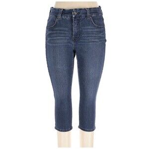 Melissa McCarthy Seven7 Stretch Capri Crop Jeans Slimming Dark Wash Casual 14